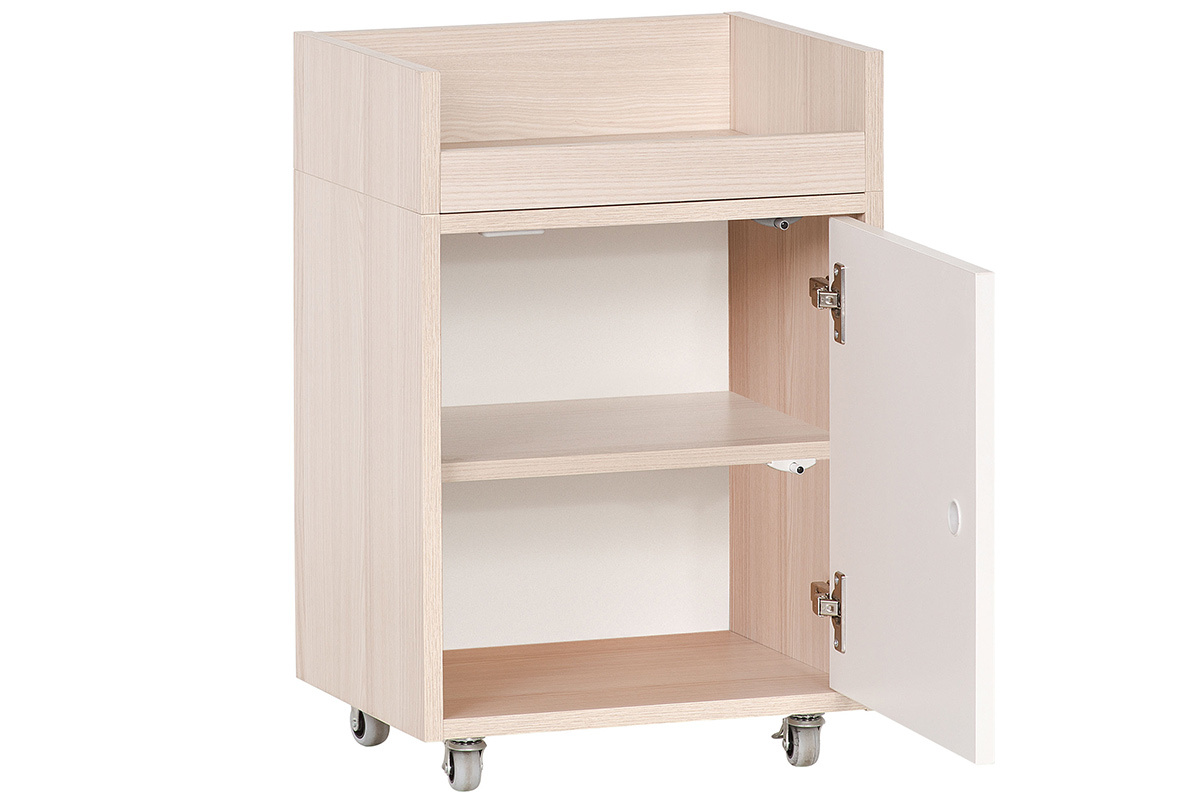 Caisson de bureau  roulettes blanc et bois clair NOHA