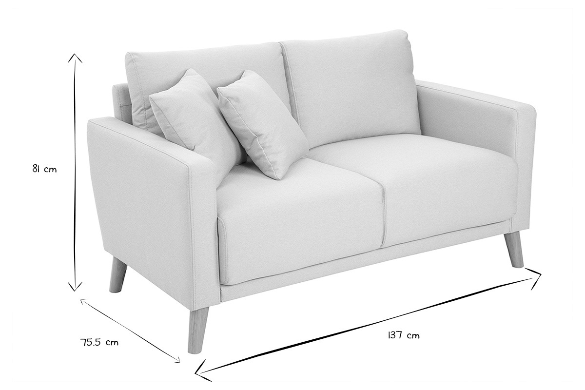 Canap 2 places en tissu beige et bois clair MUNIK