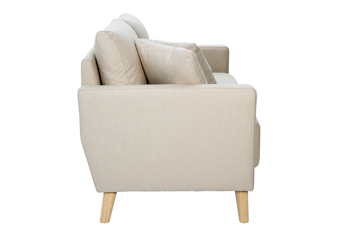 Canap 2 places en tissu beige et bois clair MUNIK