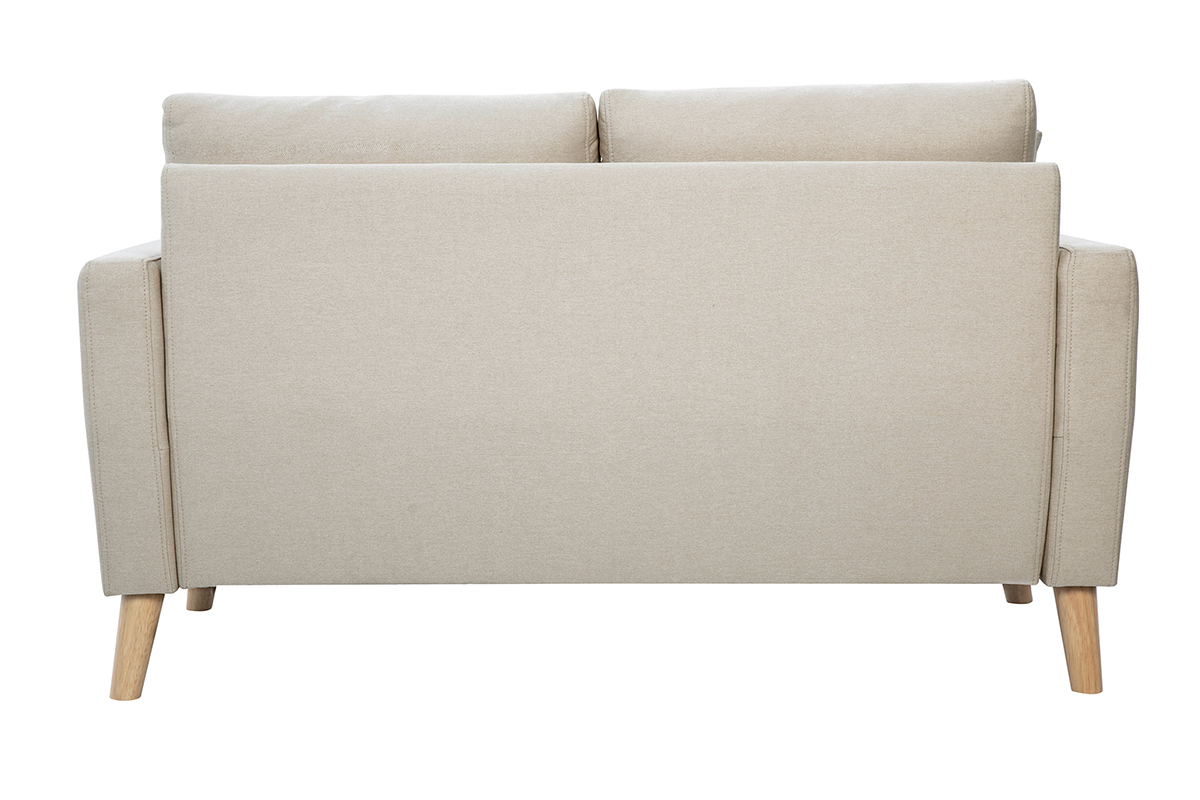 Canap 2 places en tissu beige et bois clair MUNIK