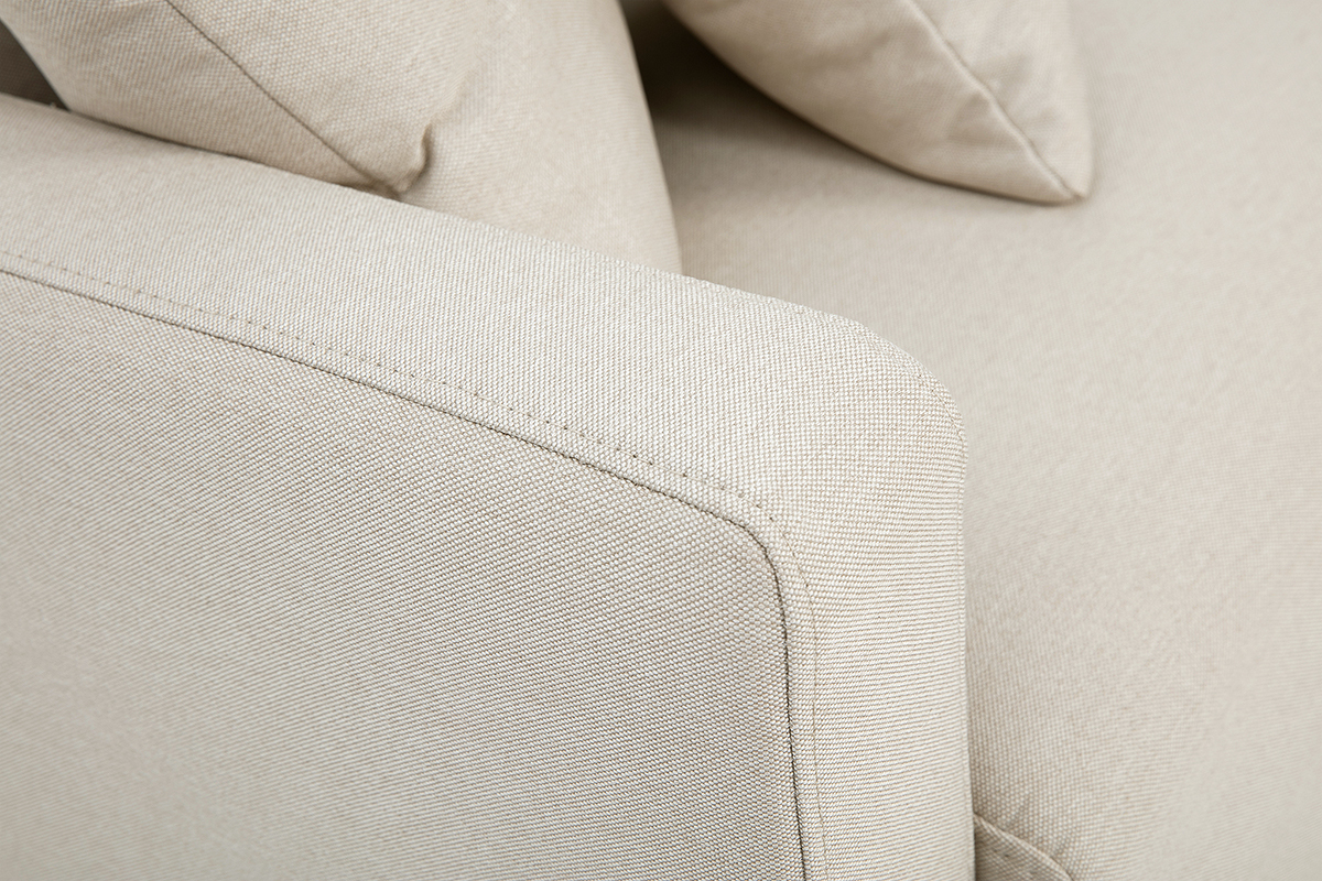 Canap 2 places en tissu beige et bois clair MUNIK