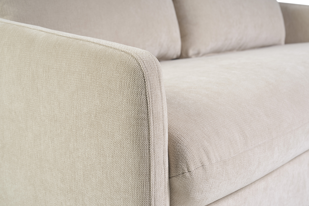 Canap� 2 places en tissu effet velours textur� beige PAULIN