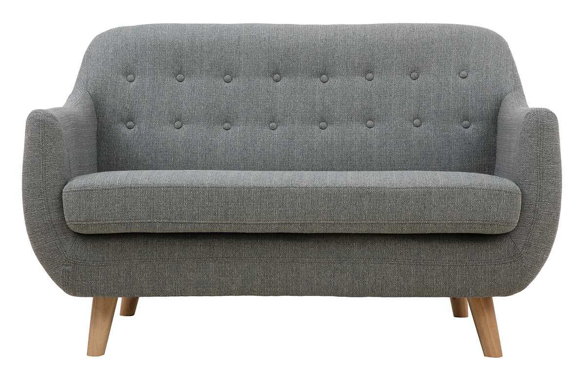 Canap� 2 places scandinave d�houssable gris clair et bois YNOK