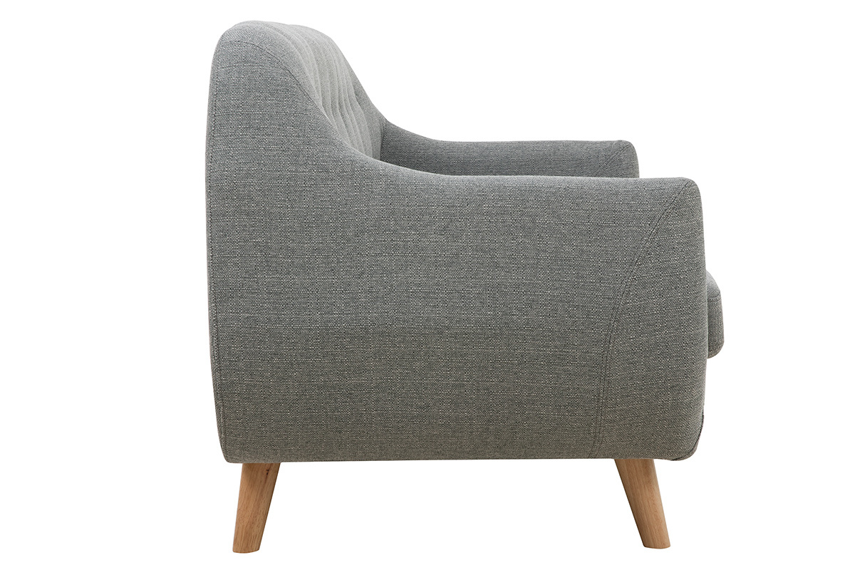 Canap� 2 places scandinave d�houssable gris clair et bois YNOK