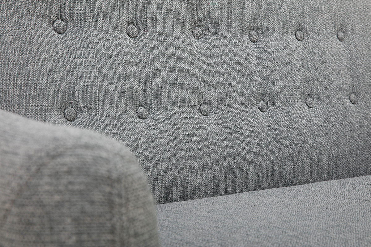 Canap� 2 places scandinave d�houssable gris clair et bois YNOK