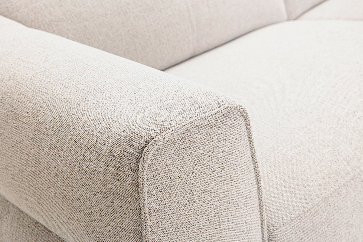Canap� 3 places avec t�ti�res ajustables et repose-pieds �lectrique en tissu effet velours textur� beige AVORIAZ