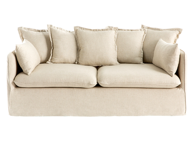 Canap&eacute; 3 places d&eacute;houssable en lin coloris naturel MERLIN