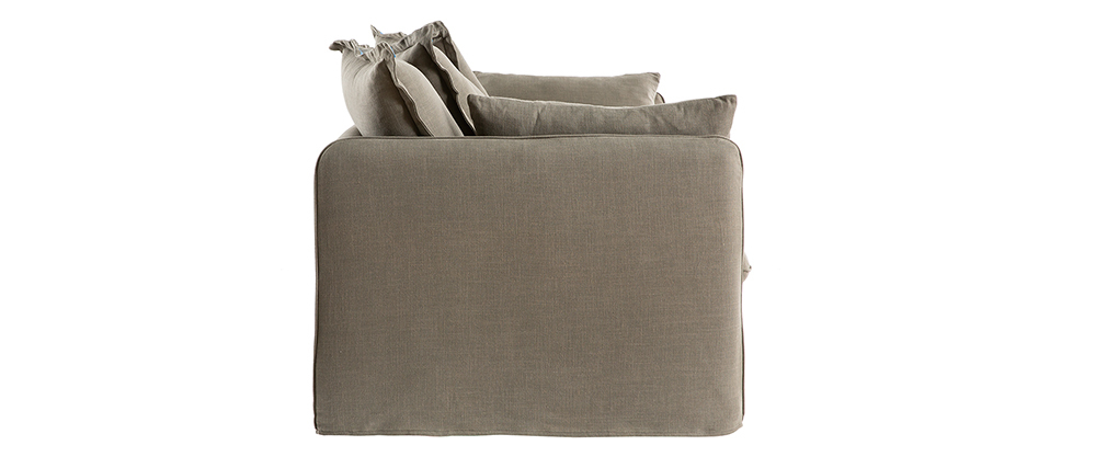 Canap� 3 places d�houssable en lin vert de gris MERLIN
