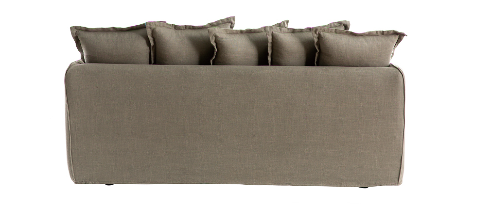 Canap� 3 places d�houssable en lin vert de gris MERLIN
