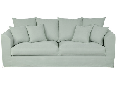 Canap&eacute; 3 places d&eacute;houssable en tissu vert amande FEVER