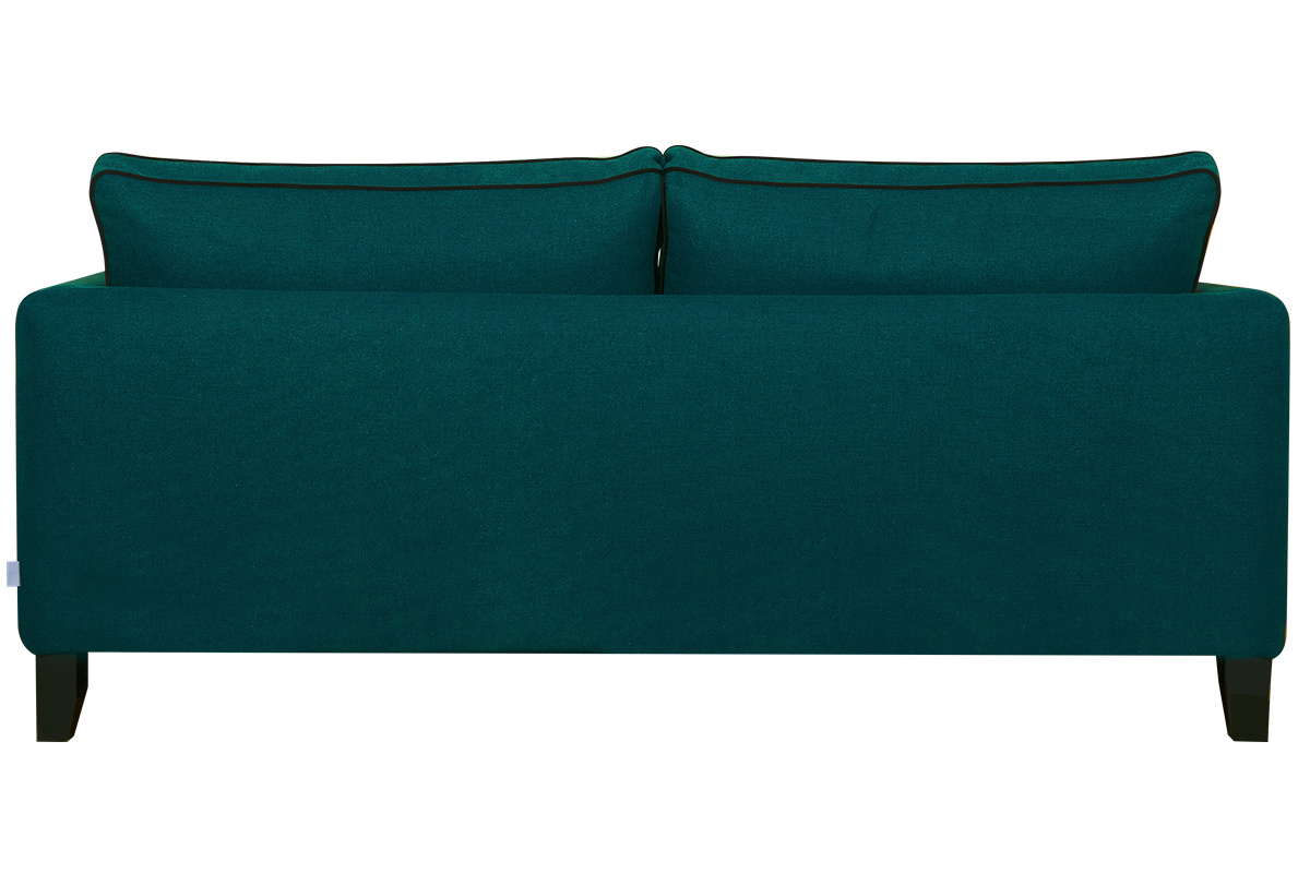 Canap� 3 places design bleu paon et velours noir HARRISON