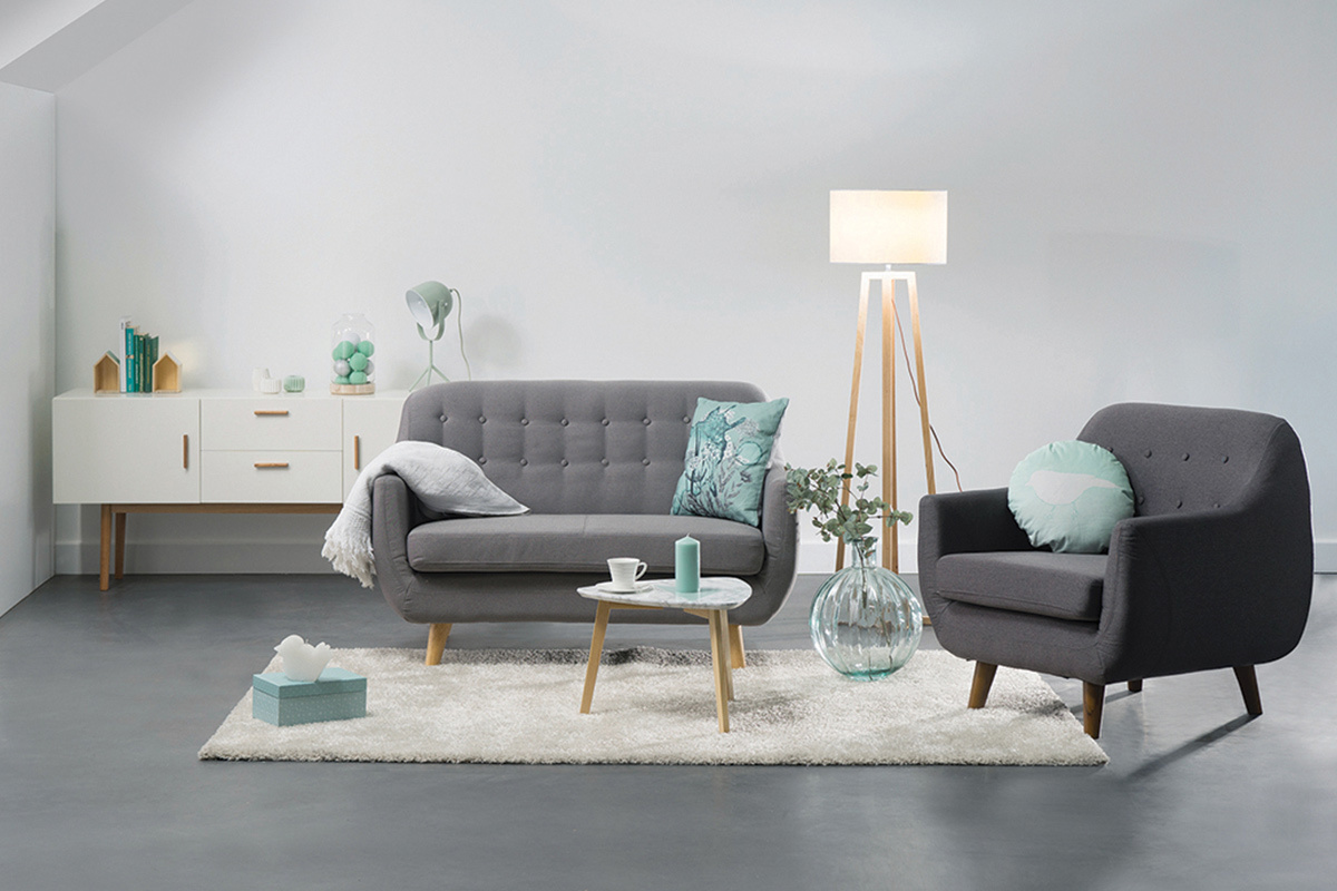 Canap� 3 places design d�houssable gris YNOK