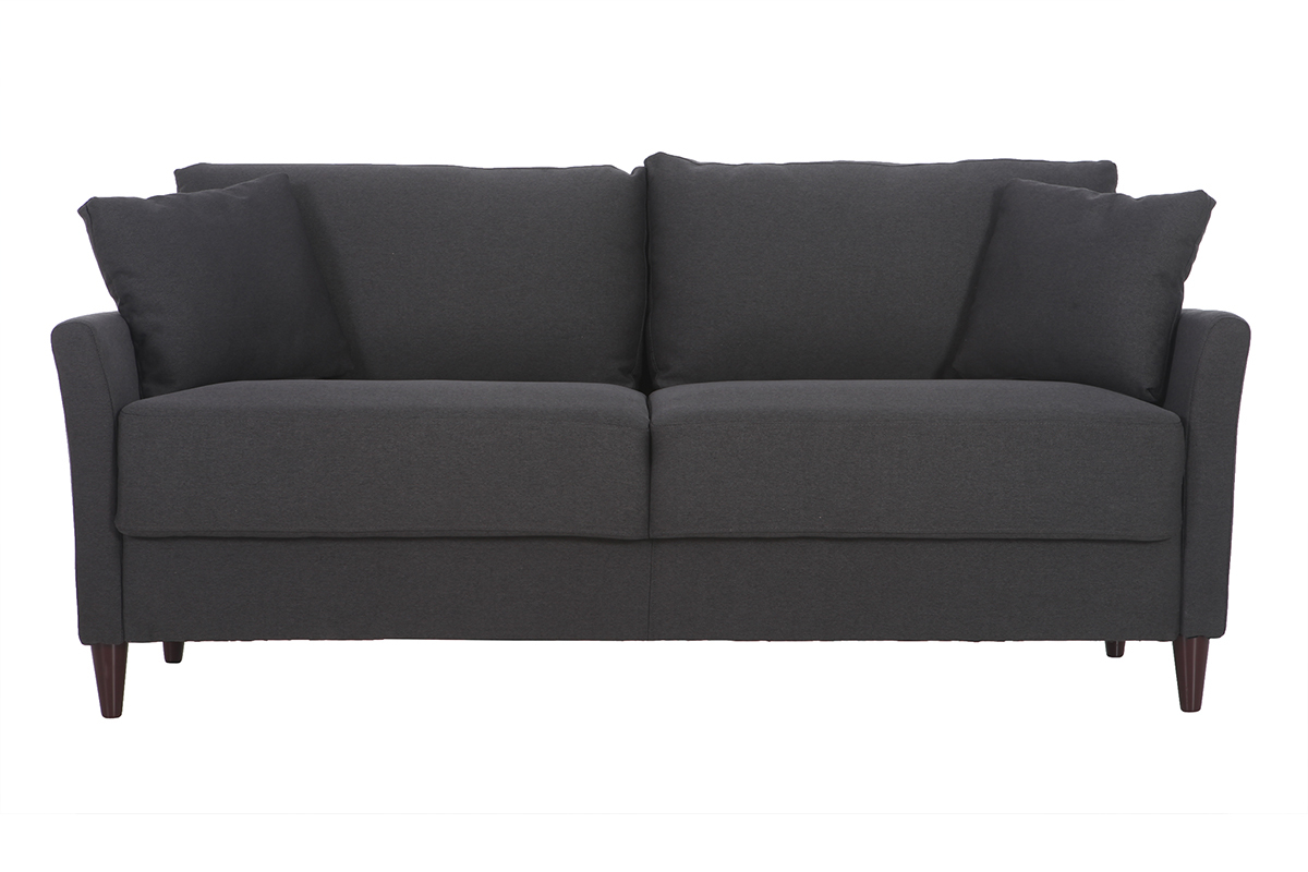 Canap� 3 places design en tissu gris fonc� avec rangement MEDLEY