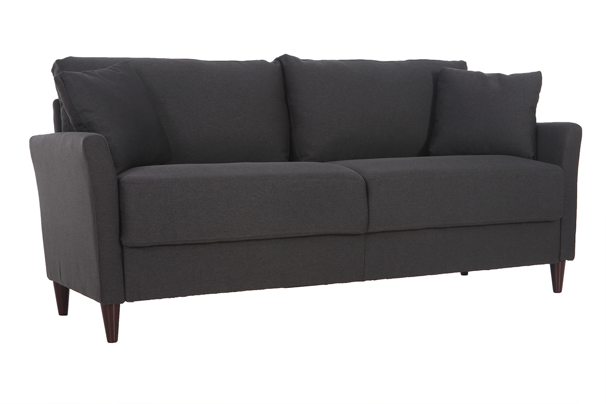 Canap� 3 places design en tissu gris fonc� avec rangement MEDLEY