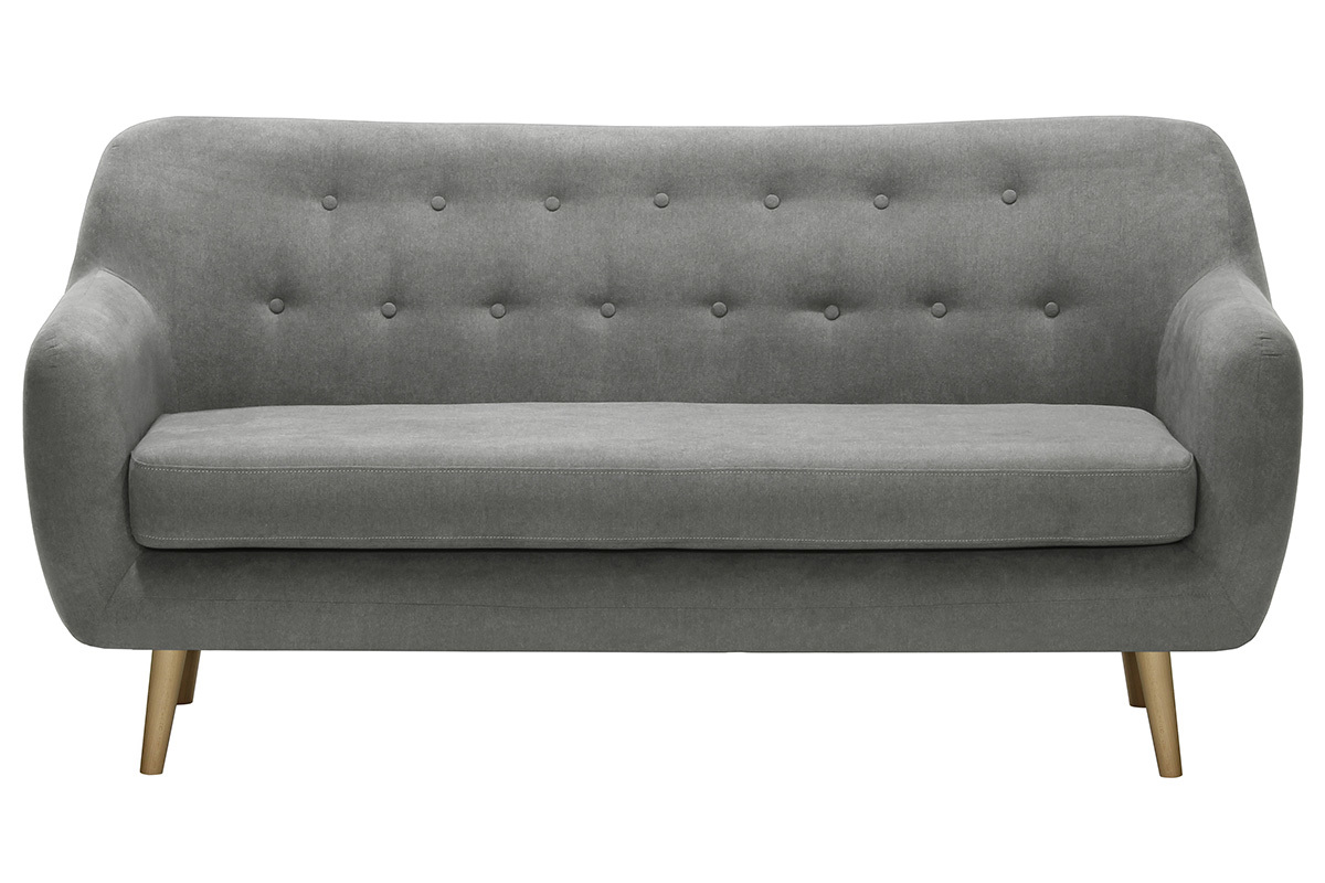 Canap� 3 places design tissu gris ABSOLUTE