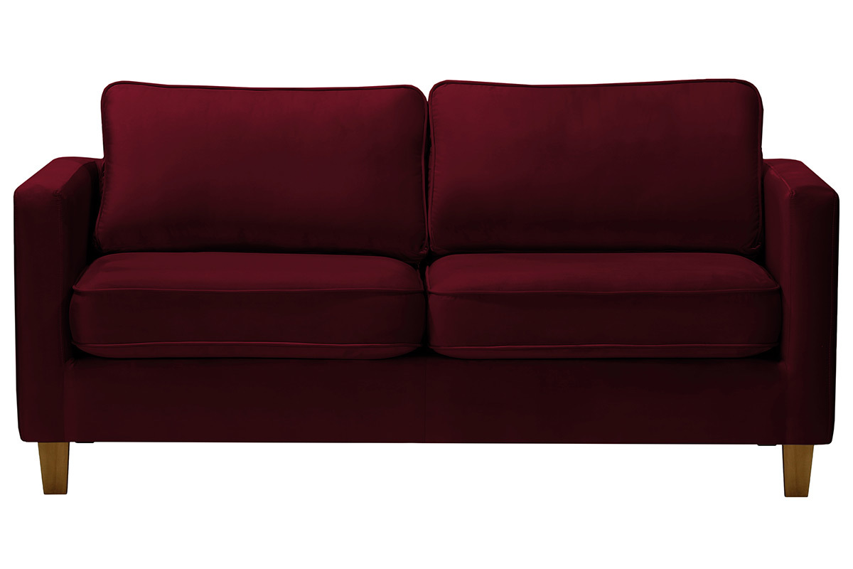 Canap� 3 places design velours bordeaux LYRIC