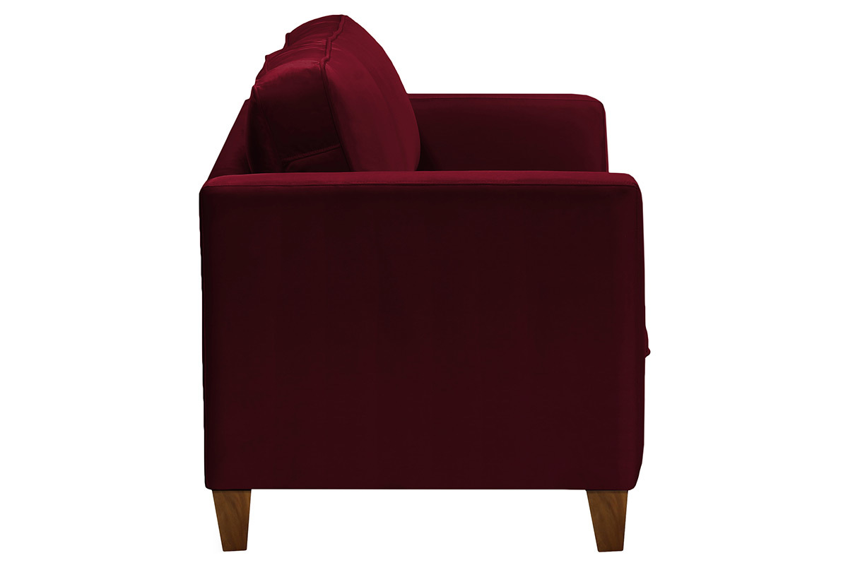 Canap� 3 places design velours bordeaux LYRIC