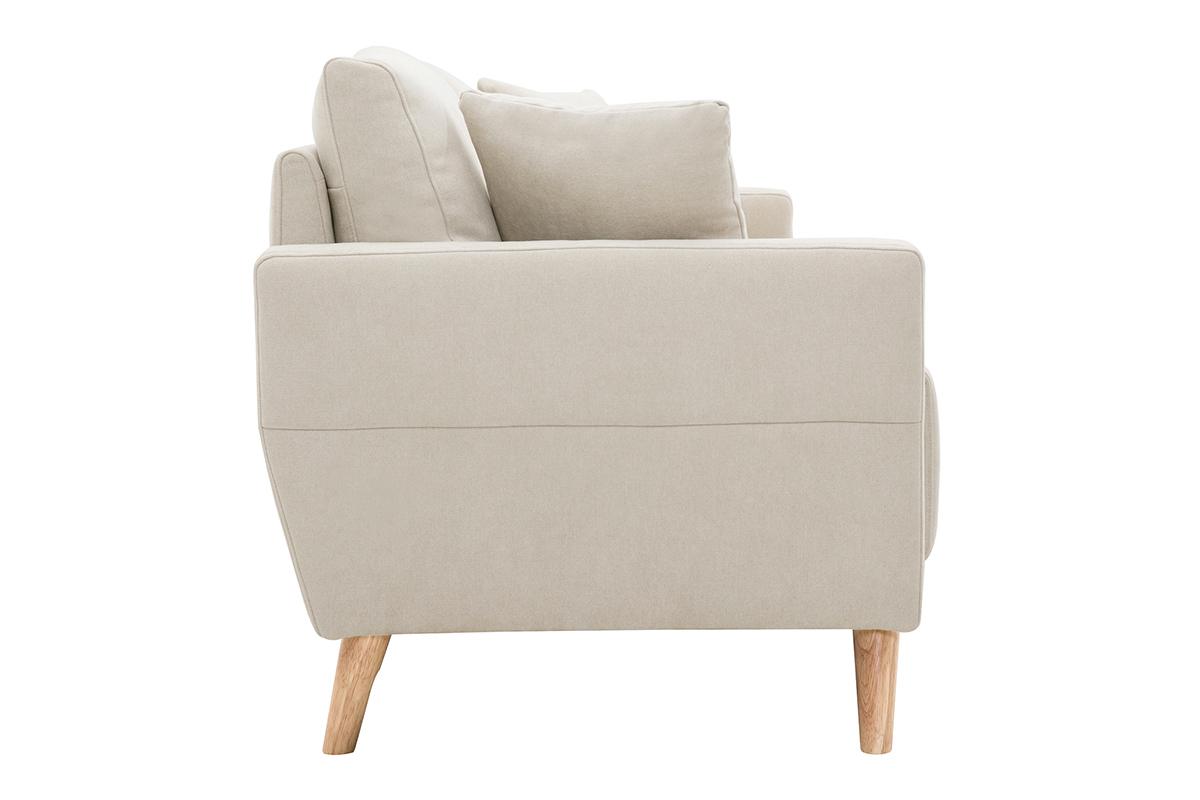 Canapé 3 places en tissu beige et bois clair MUNIK