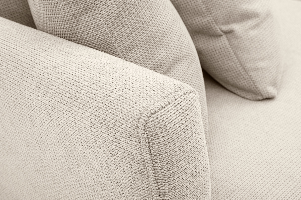 Canap� 3 places en tissu chenille beige et m�tal OSLO