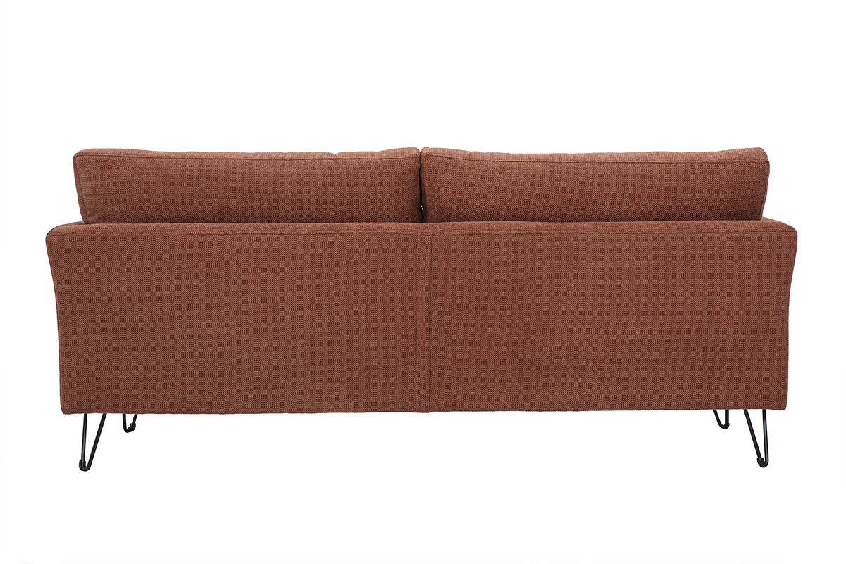 Canap� 3 places en tissu chenille terre br�l�e et m�tal OSLO