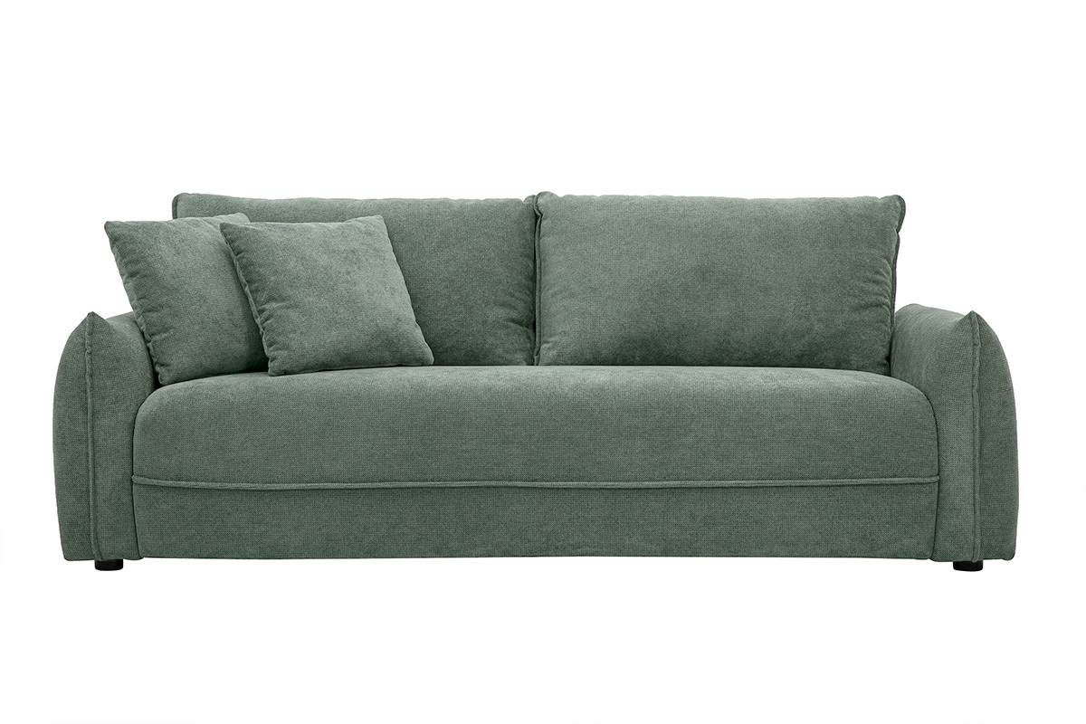 Canap� 3 places en tissu chenille vert kaki PIO