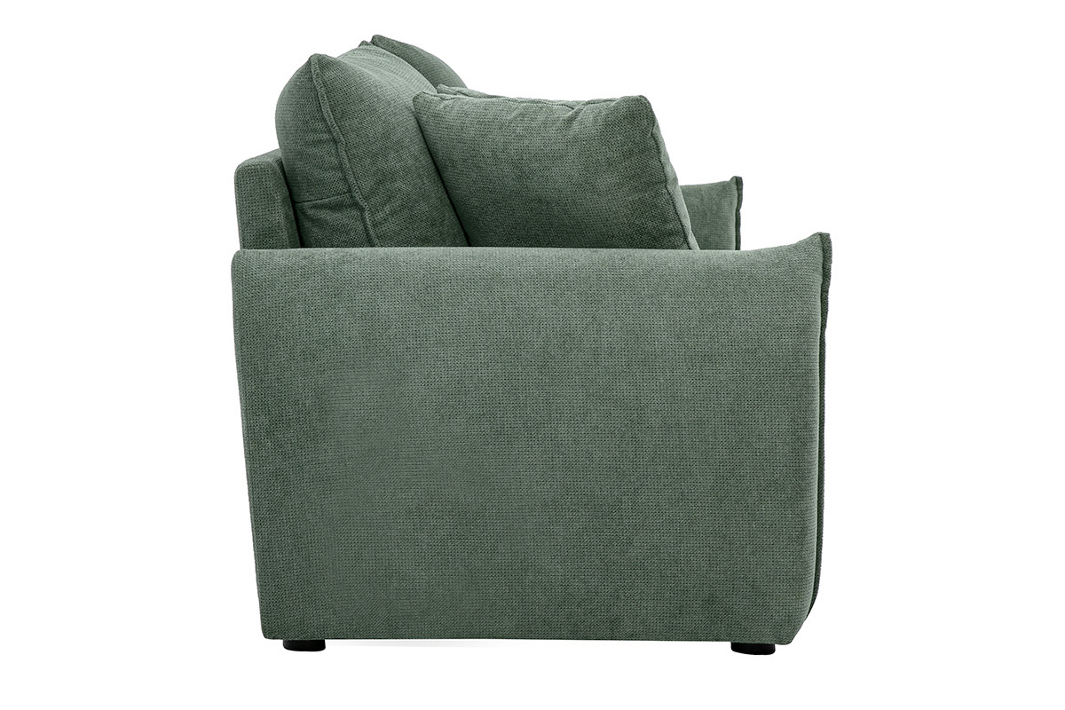 Canap� 3 places en tissu chenille vert kaki PIO