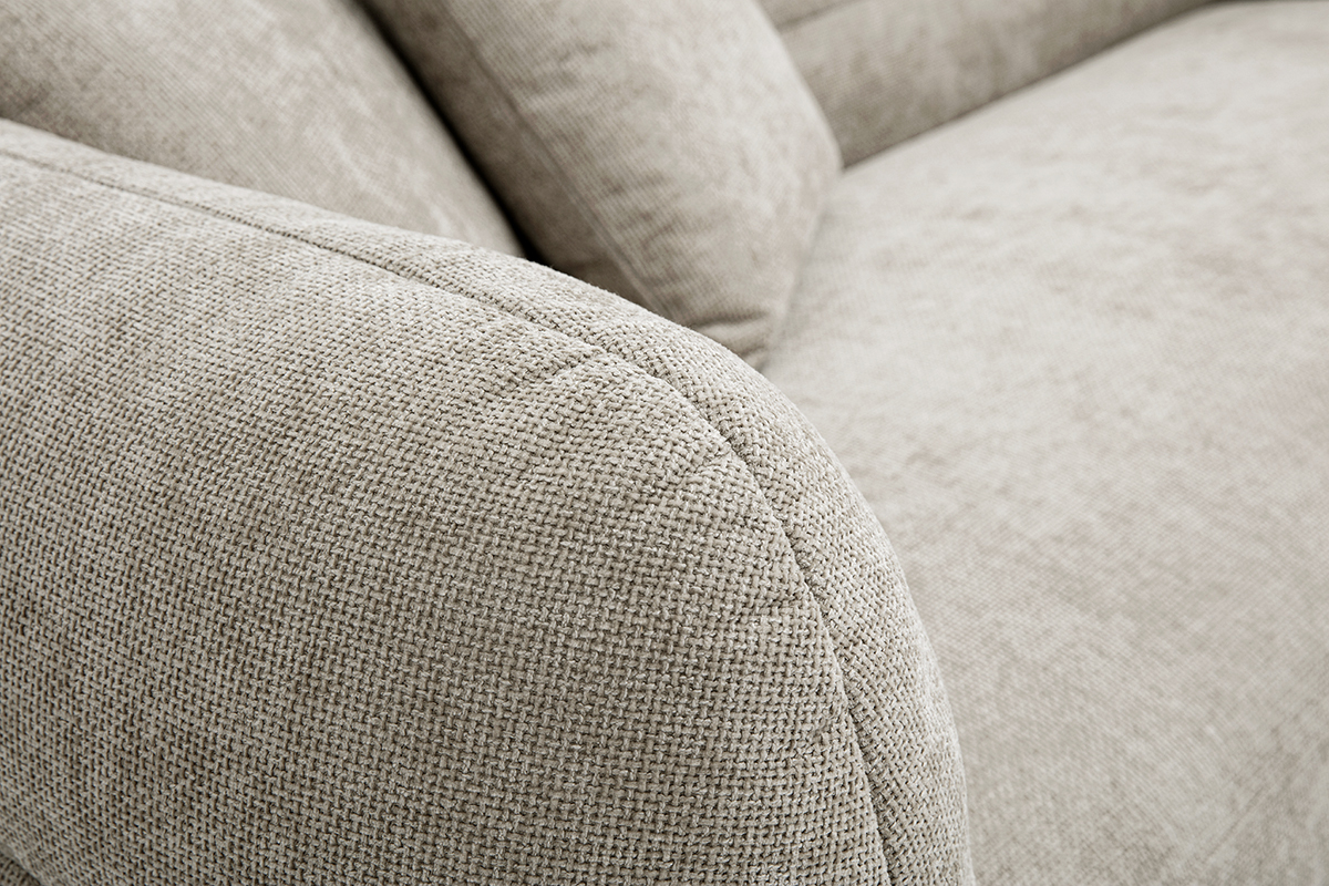 Canap 3 places en tissu effet velours textur beige JOYA