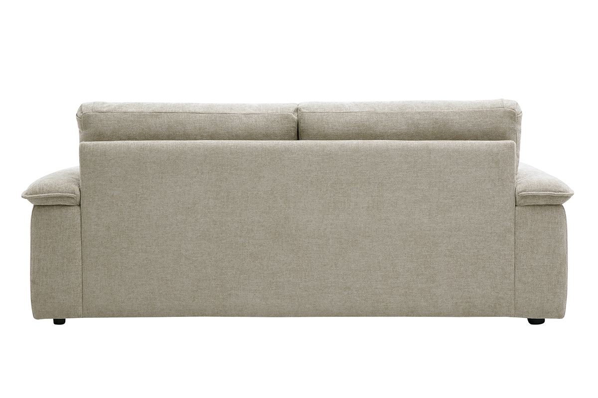 Canap� 3 places en tissu effet velours textur� beige LIVIO