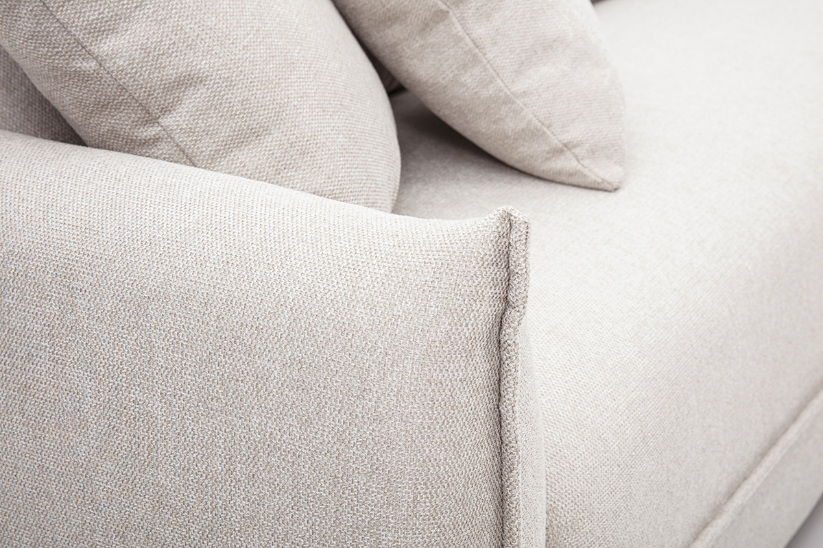 Canap 3 places en tissu effet velours textur beige PIO