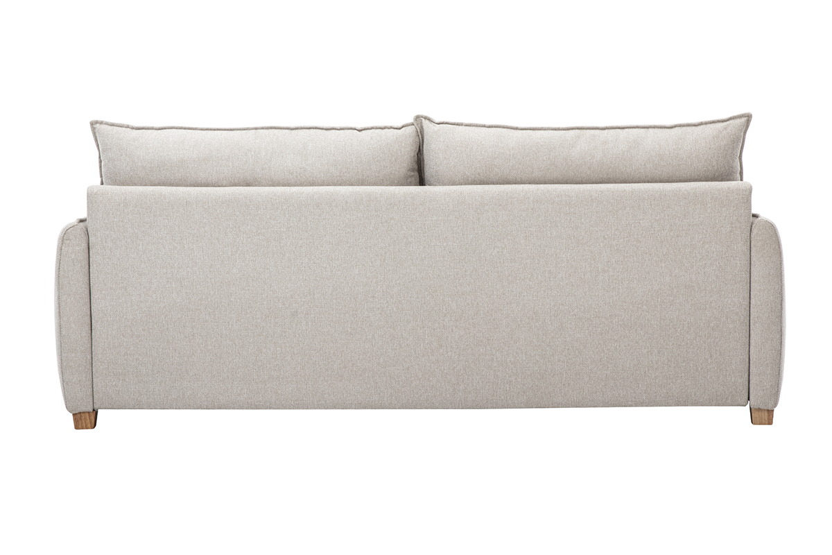 Canap 3 places en tissu effet velours textur beige RENZO