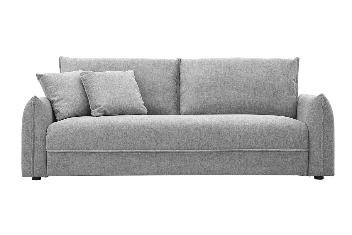 Canap 3 places en tissu effet velours textur gris PIO