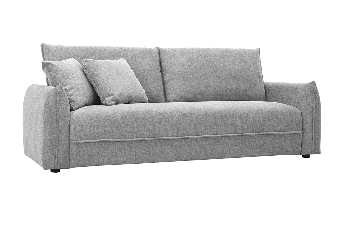 Canap 3 places en tissu effet velours textur gris PIO