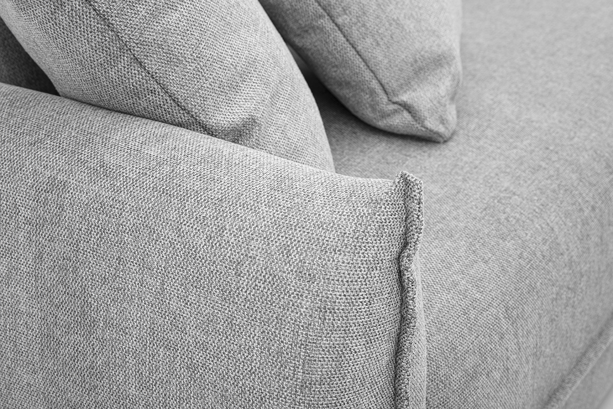 Canap 3 places en tissu effet velours textur gris PIO