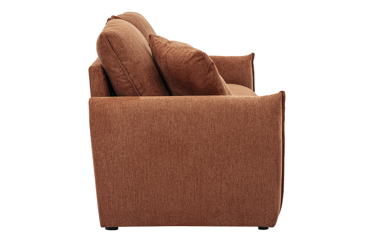 Canap 3 places en tissu effet velours textur terre brle PIO