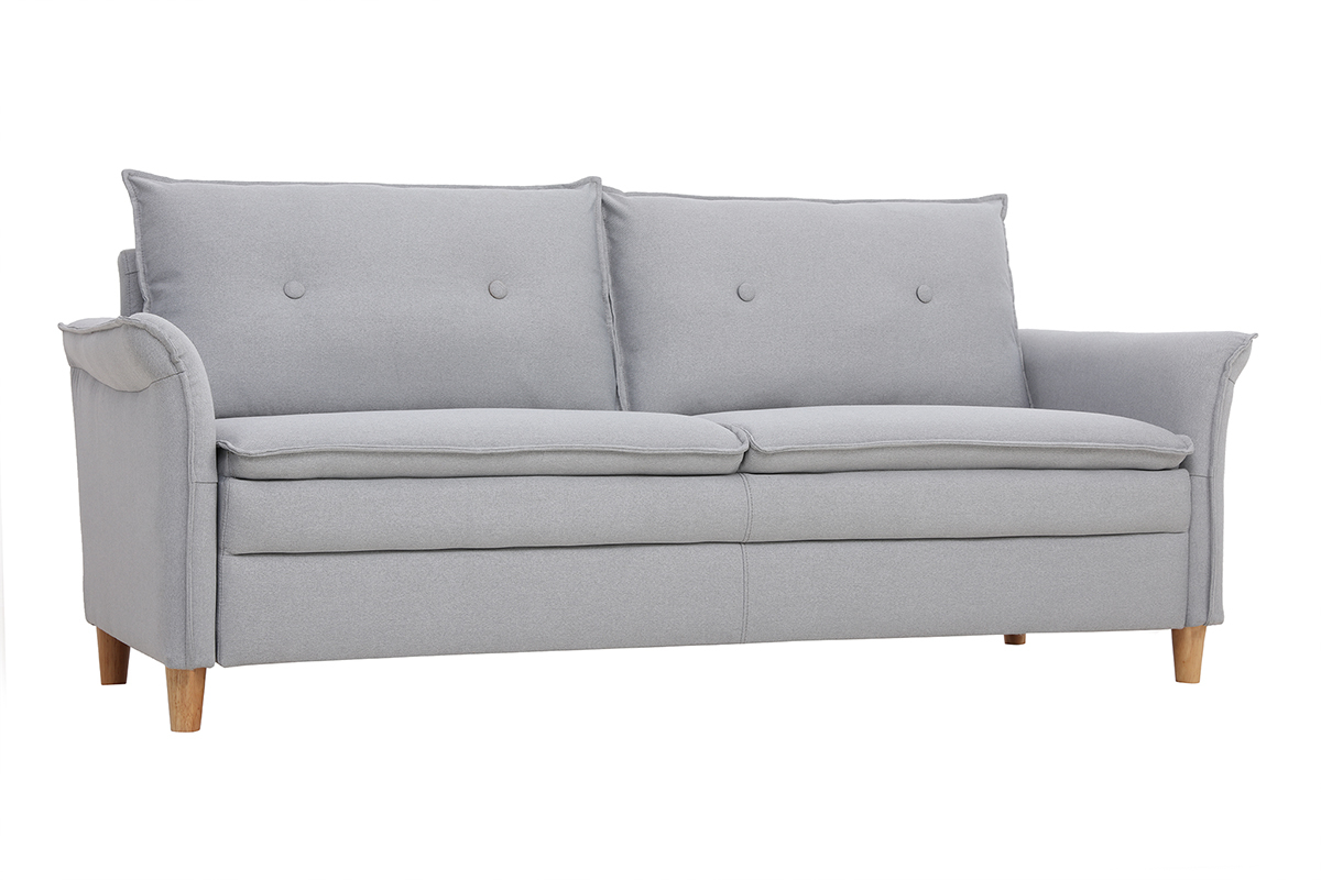 Canap� 3 places en tissu gris clair CLIFF