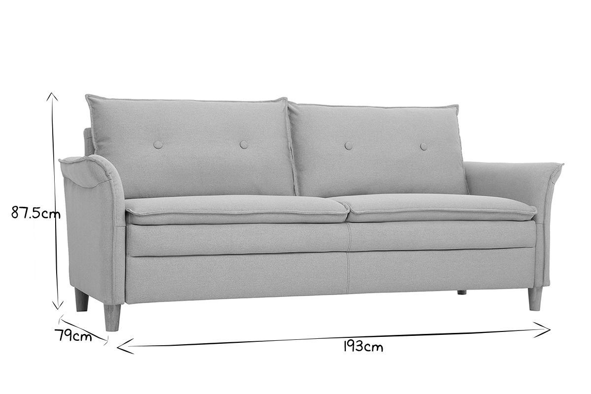 Canap� 3 places en tissu gris clair CLIFF