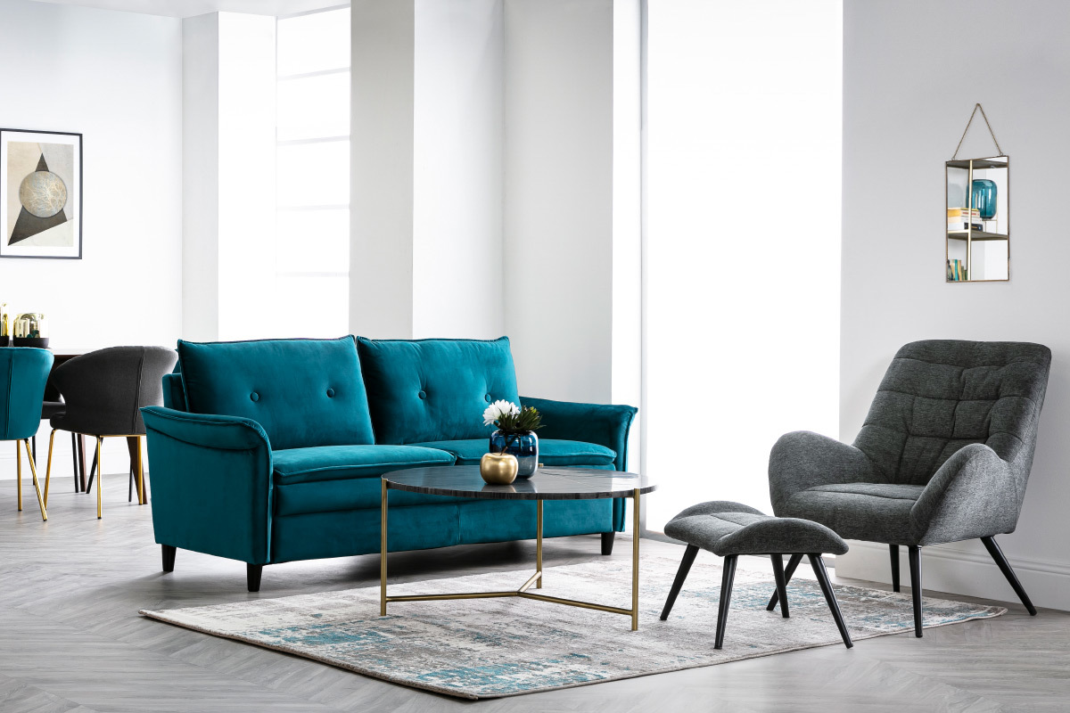 Canap� 3 places en tissu gris clair CLIFF