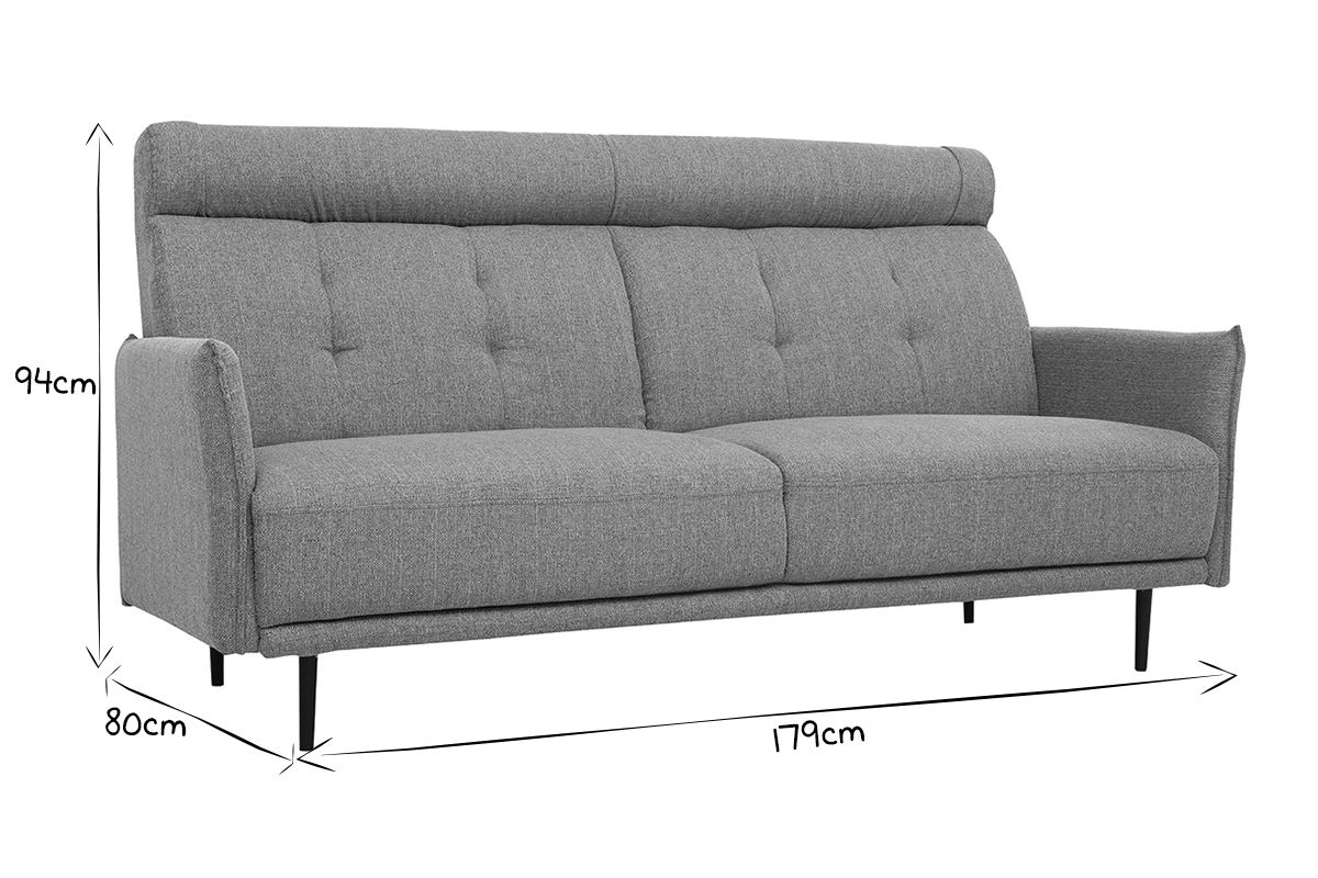 Canap� 3 places en tissu gris clair HIBA