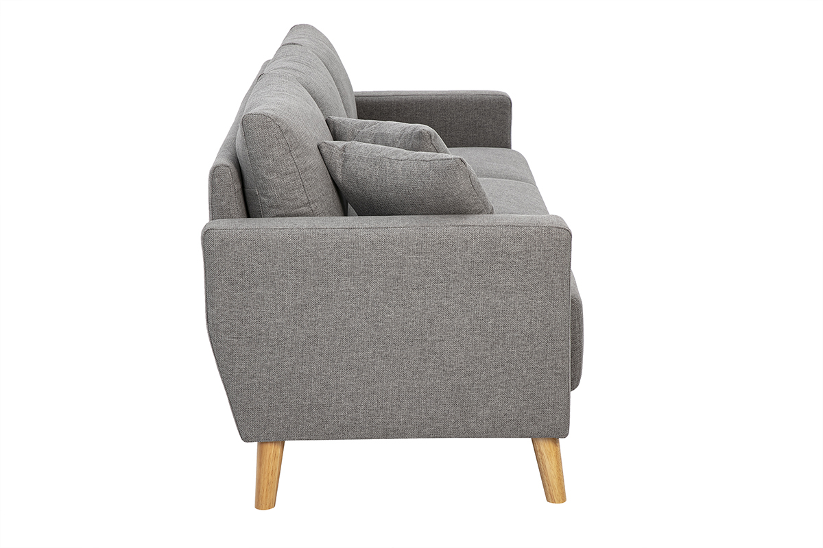 Canap� 3 places en tissu gris et bois clair MUNIK