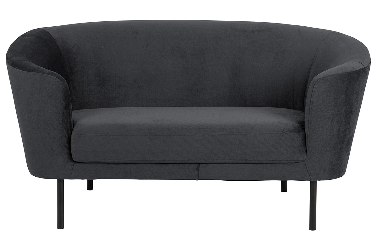 Canap� 3 places en velours gris et m�tal noir WARM