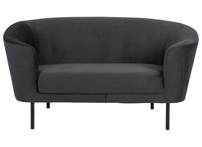 Canap&eacute; 3 places en velours gris et m&eacute;tal noir WARM