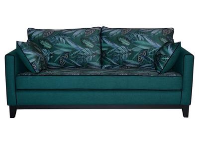 Canap&eacute; 3 places r&eacute;versible tissu imprim&eacute; v&eacute;g&eacute;tal bleu paon HARRISON - Miliboo & St&eacute;phane Plaza