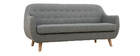 Canap&eacute; 3 places scandinave d&eacute;houssable gris clair et bois YNOK