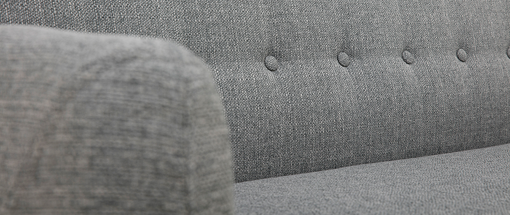 Canap� 3 places scandinave d�houssable gris clair et bois YNOK