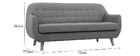 Canap&eacute; 3 places scandinave d&eacute;houssable gris clair et bois YNOK