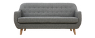 Canap&eacute; 3 places scandinave d&eacute;houssable gris clair et bois YNOK