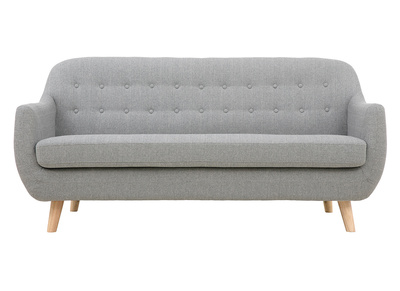 Canap&eacute; 3 places scandinave d&eacute;houssable gris clair et bois YNOK