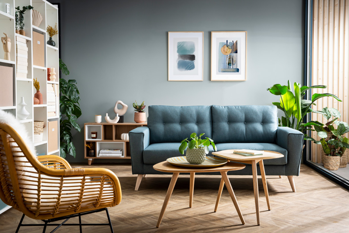 Canap� 3 places scandinave vert de gris BEAUBOURG