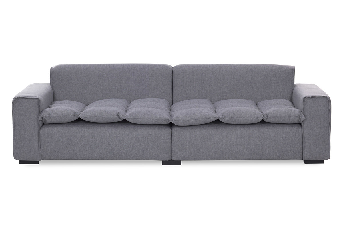 Canap� 4 places design tissu gris clair MELLOW