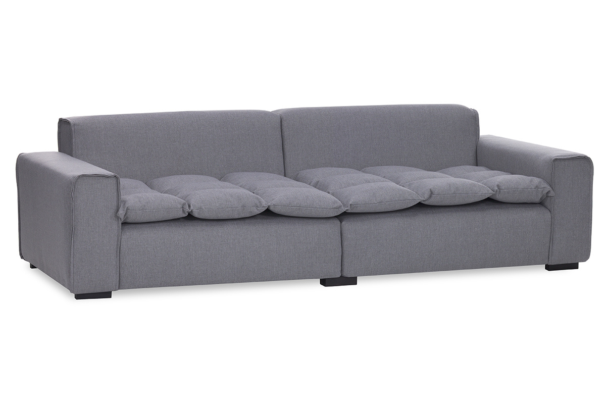 Canap� 4 places design tissu gris clair MELLOW